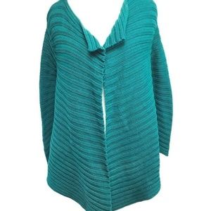 Ann Taylor Loft Chunky Open Cardigan Sweater Green